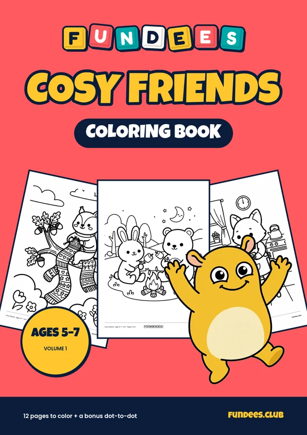 Cosy Friends coloring book cover, Ages 5–7, volume 1
