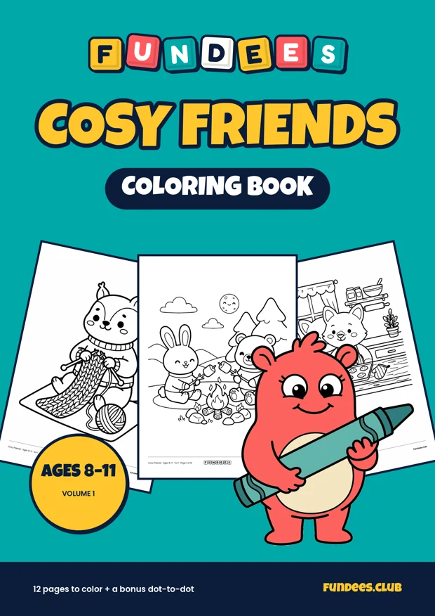 Cosy Friends coloring book cover, Ages 8–11, volume 1