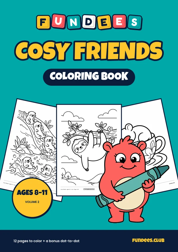 Cosy Friends coloring book cover, Ages 8–11, volume 2
