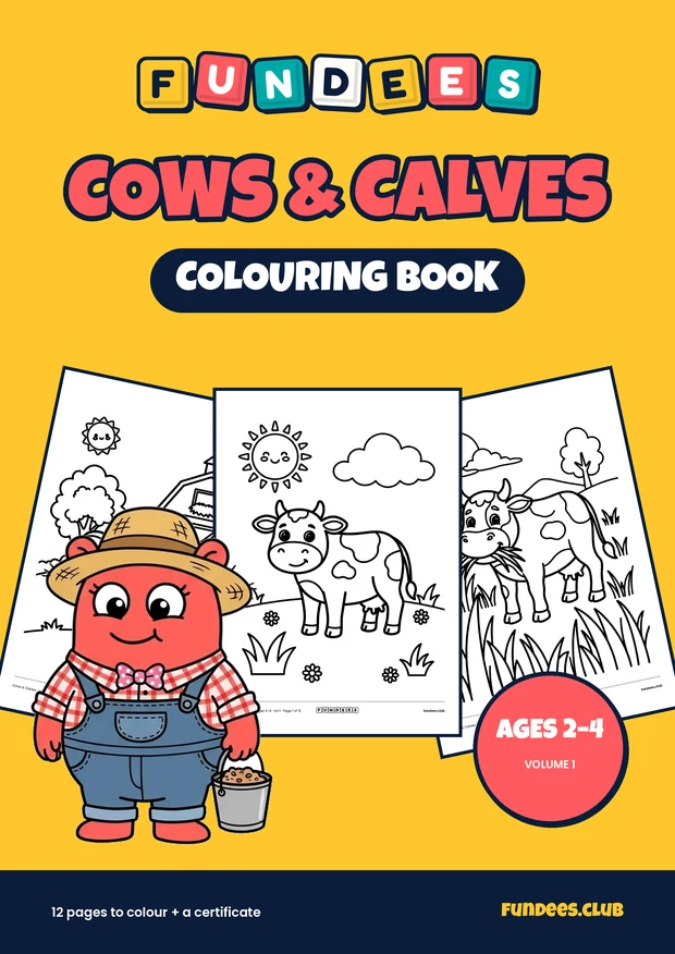 Cows & Calves coloring book cover, Ages 2–4, volume 1