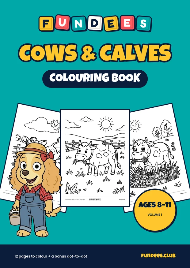 Cows & Calves coloring book cover, Ages 8–11, volume 1