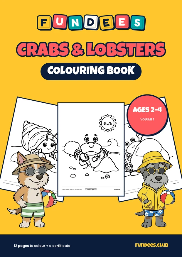 Crabs & Lobsters coloring book cover, Ages 2–4, volume 1