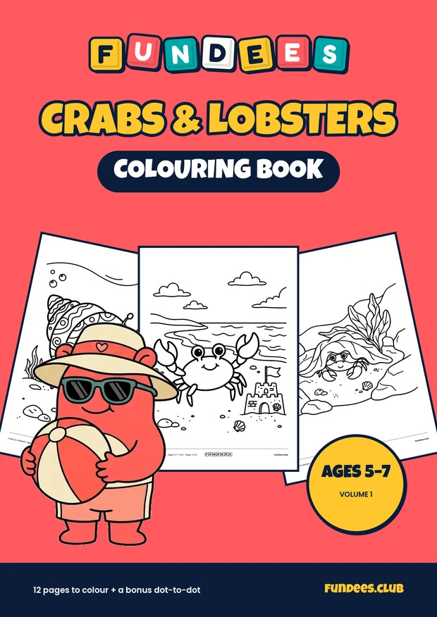 Crabs & Lobsters coloring book cover, Ages 5–7, volume 1