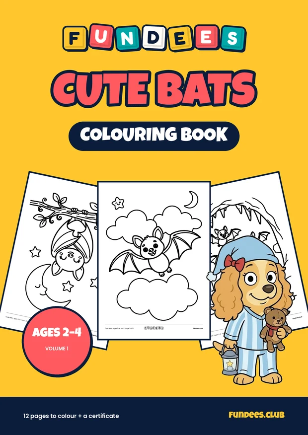 Cute Bats coloring book cover, Ages 2–4, volume 1