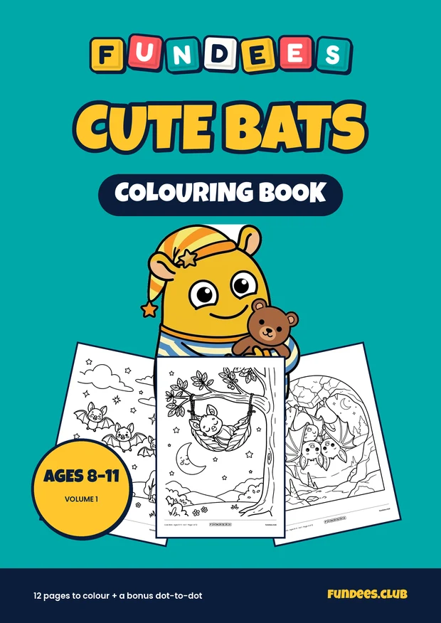 Cute Bats coloring book cover, Ages 8–11, volume 1
