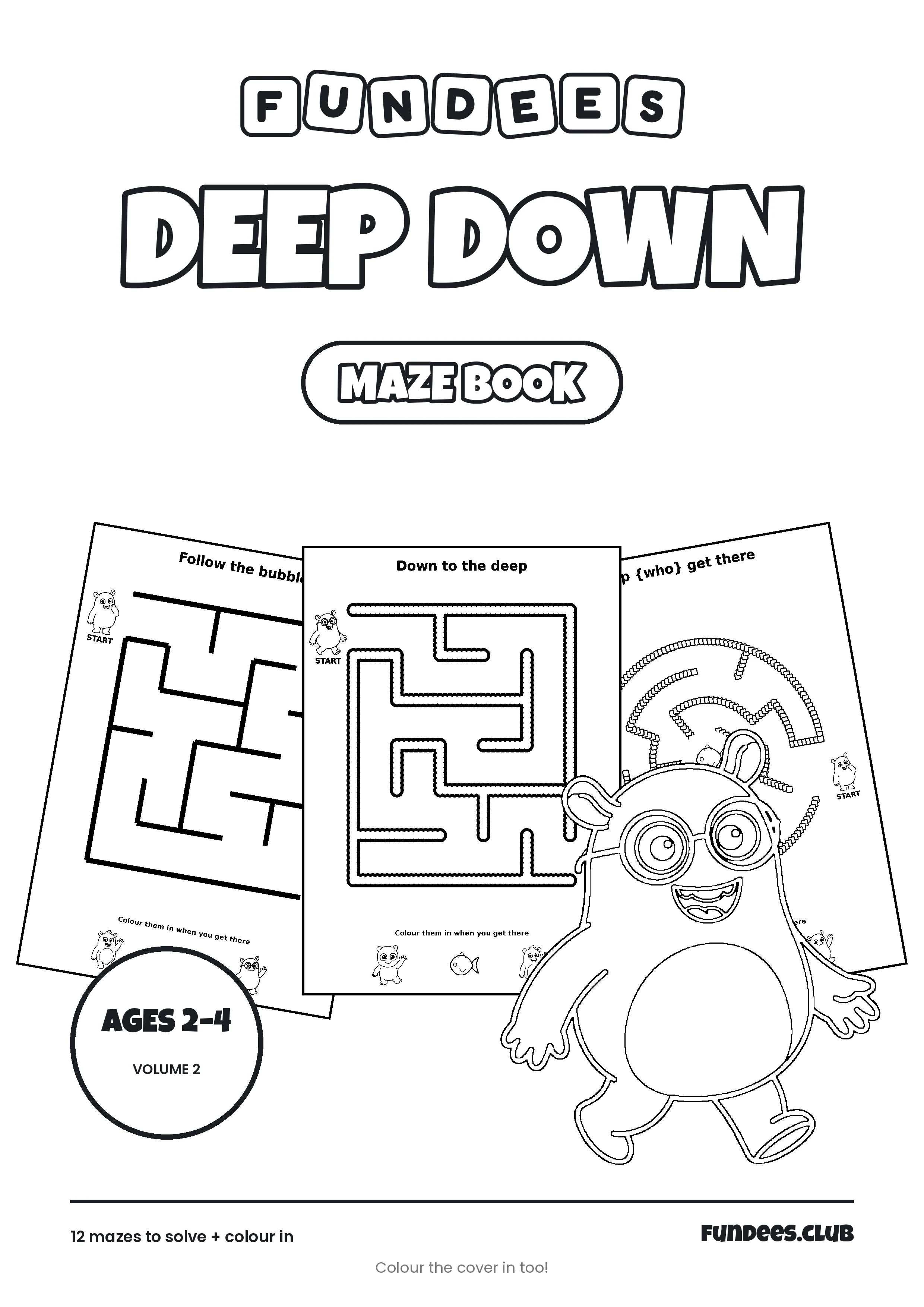 Deep Down coloring book cover, Ages 2–4, volume 2