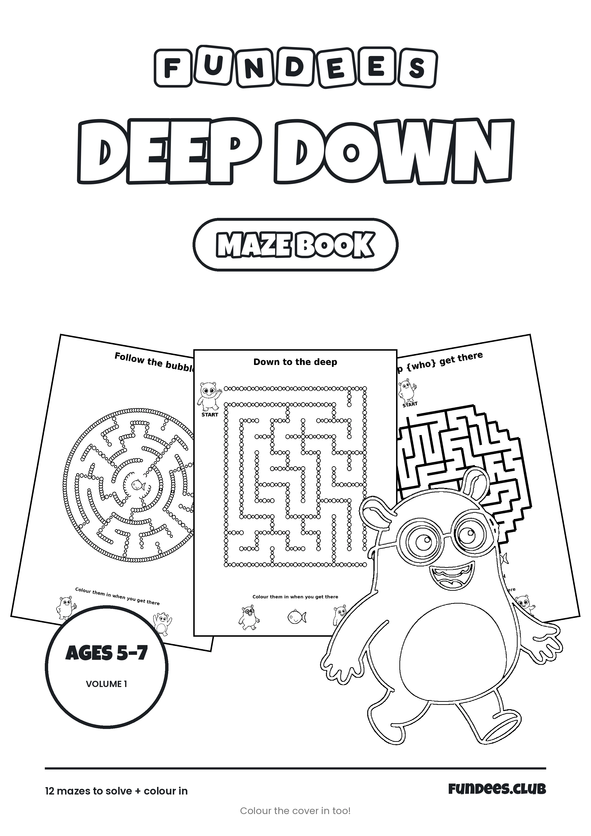 Deep Down coloring book cover, Ages 5–7, volume 1