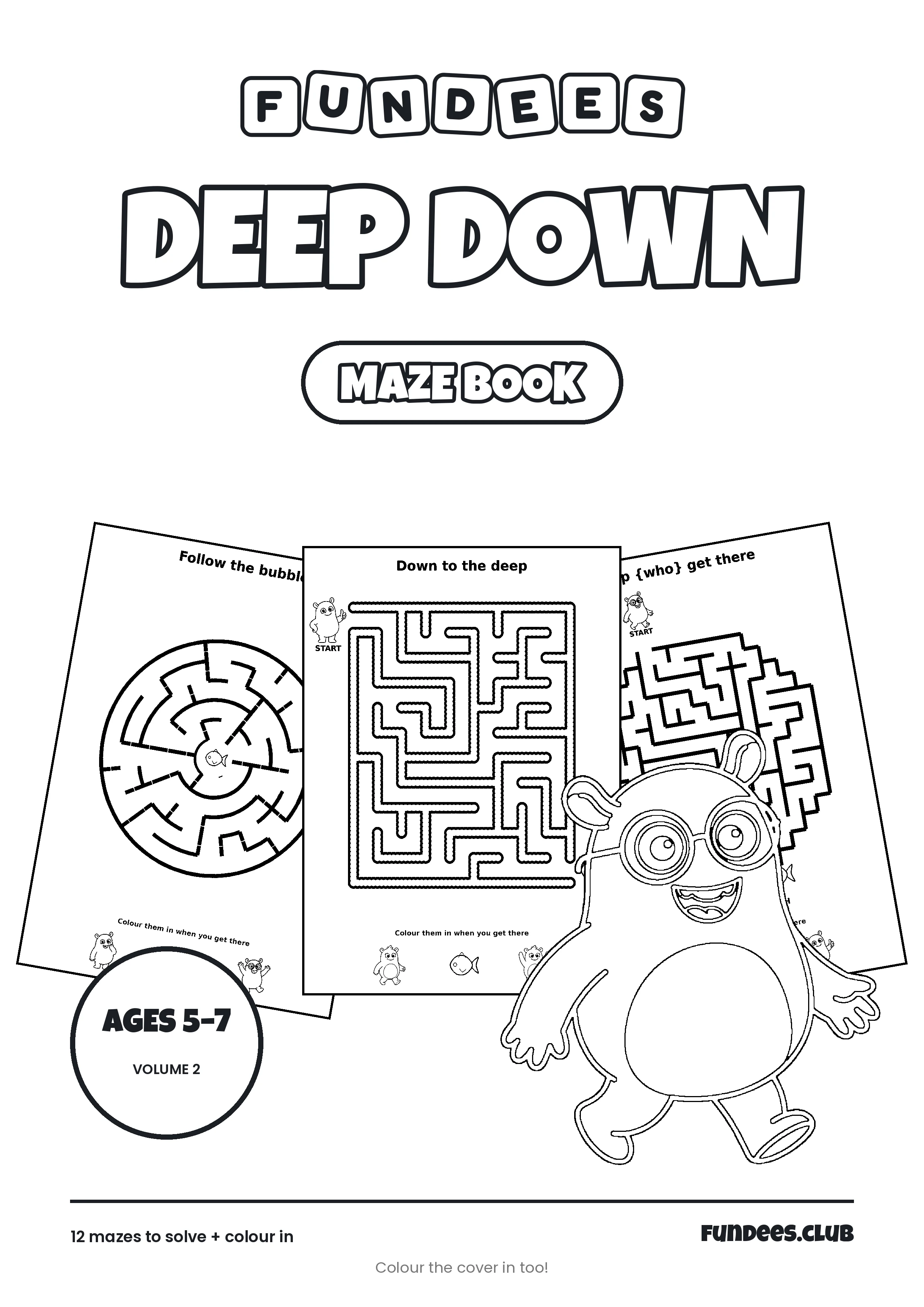 Deep Down coloring book cover, Ages 5–7, volume 2