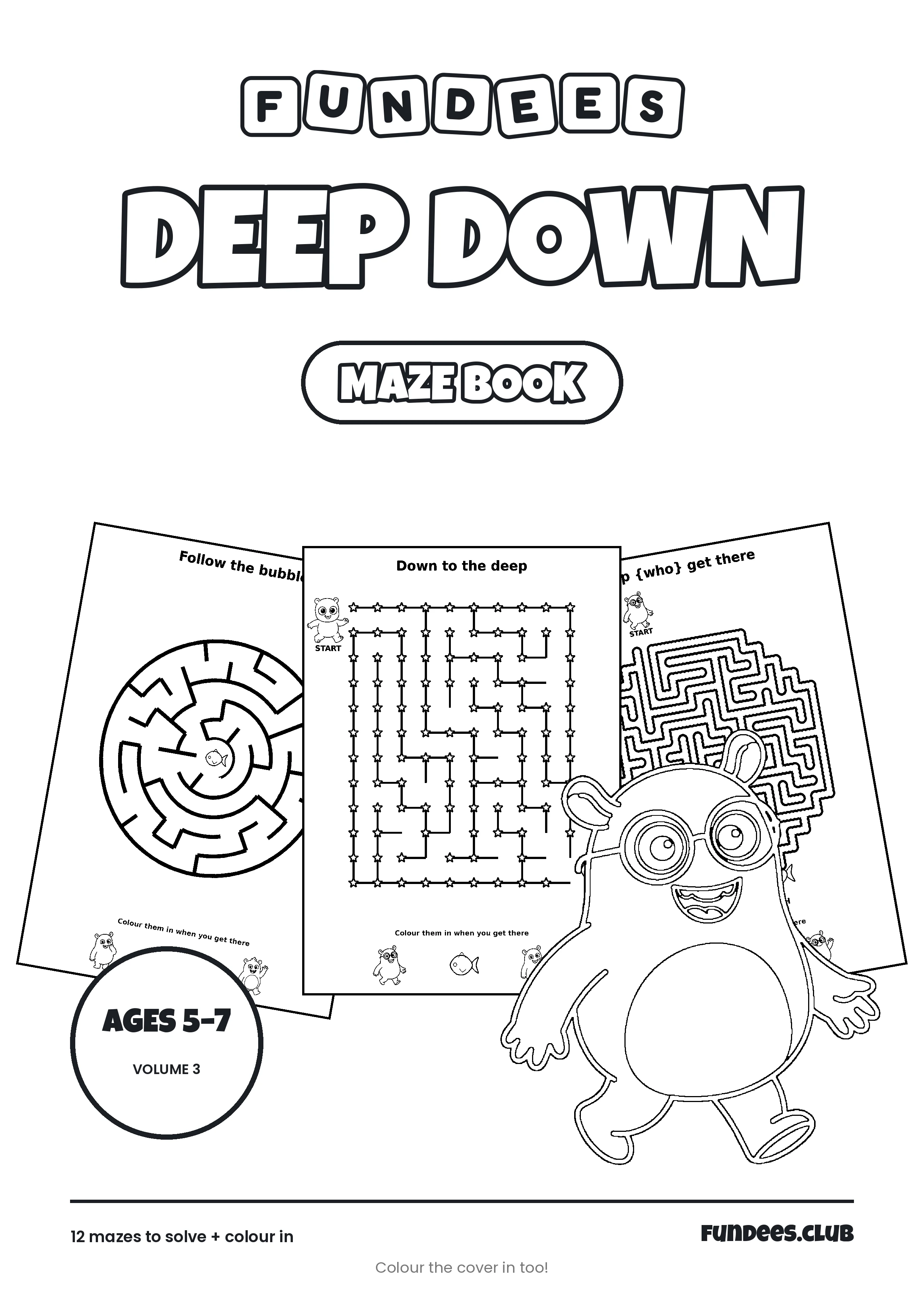 Deep Down coloring book cover, Ages 5–7, volume 3