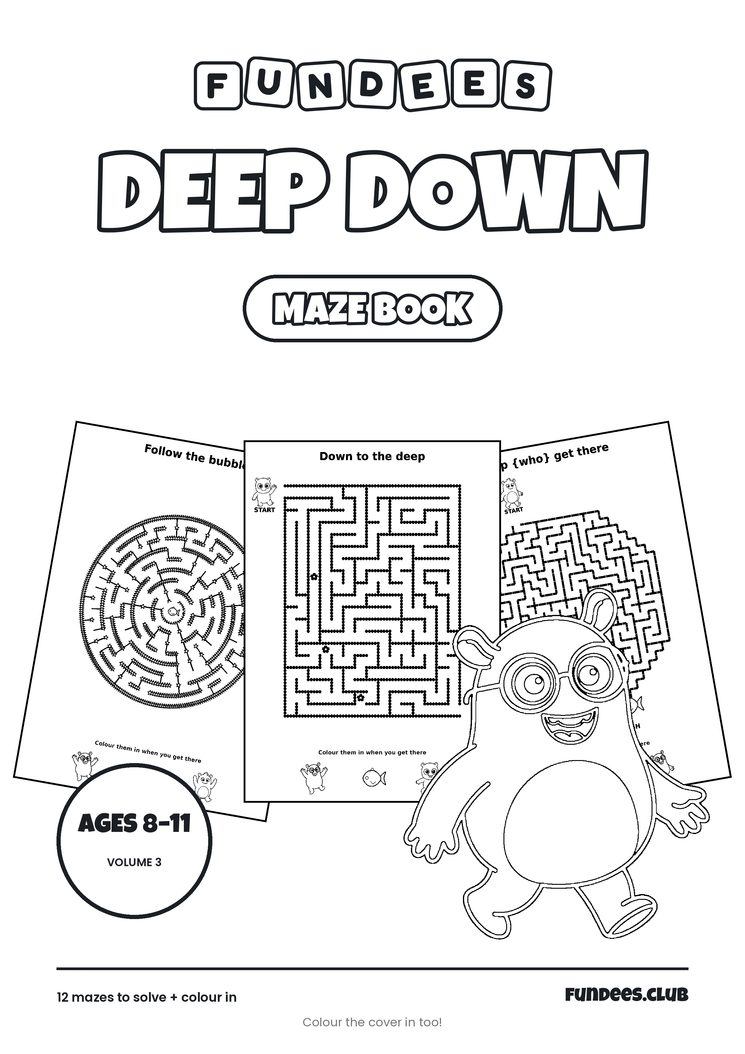 Deep Down coloring book cover, Ages 8–11, volume 3