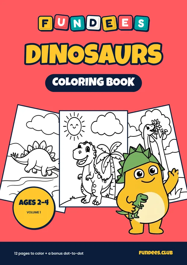 Dinosaurs coloring book cover, Ages 2–4, volume 1