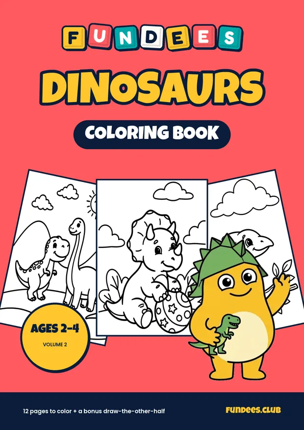 Dinosaurs coloring book cover, Ages 2–4, volume 2
