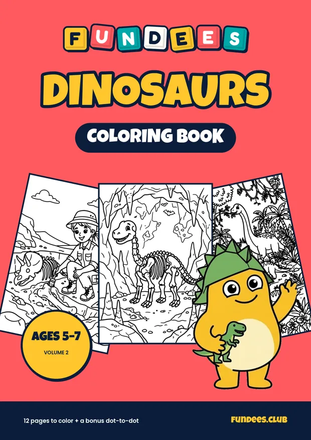 Dinosaurs coloring book cover, Ages 5–7, volume 2