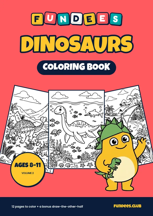 Dinosaurs coloring book cover, Ages 8–11, volume 2