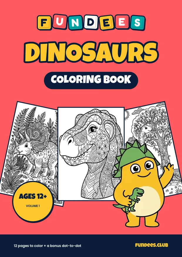 Dinosaurs coloring book cover, Ages 12+, volume 1