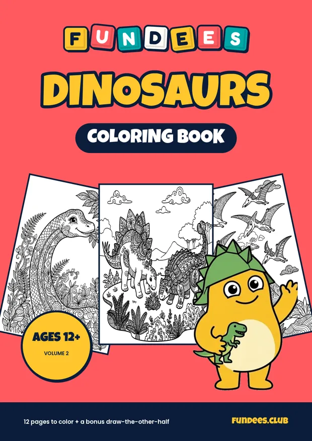 Dinosaurs coloring book cover, Ages 12+, volume 2