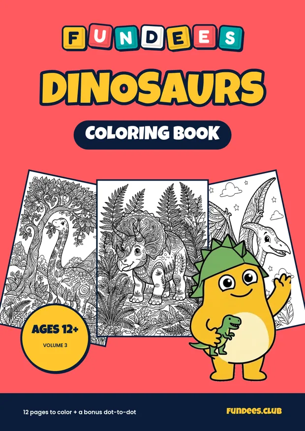 Dinosaurs coloring book cover, Ages 12+, volume 3