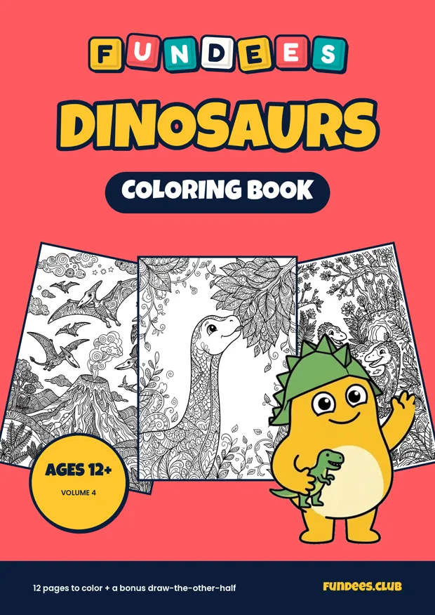 Dinosaurs coloring book cover, Ages 12+, volume 4