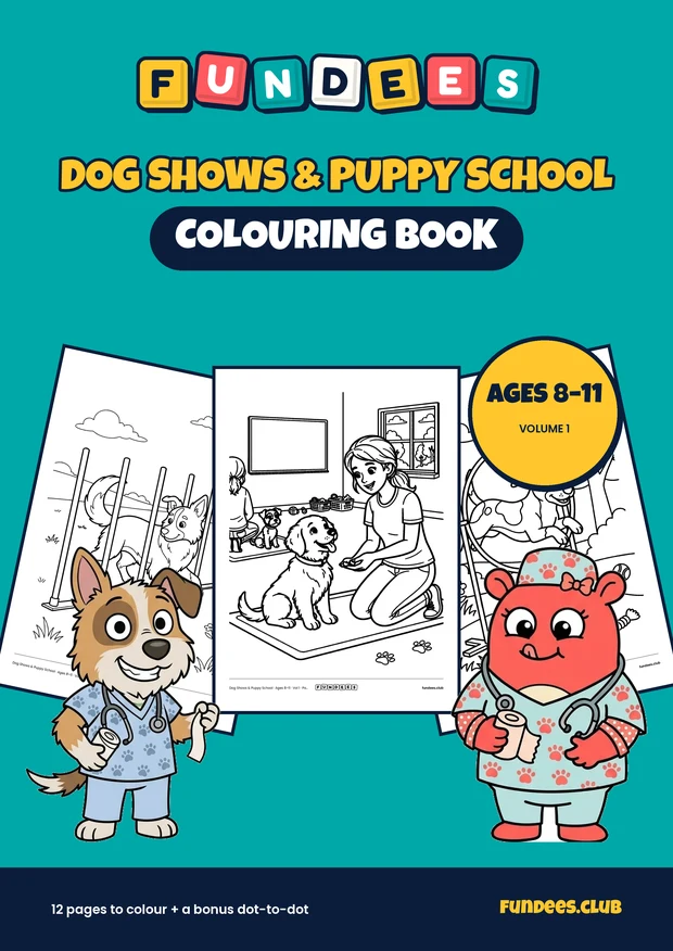 Dog Shows & Puppy School coloring book cover, Ages 8–11, volume 1