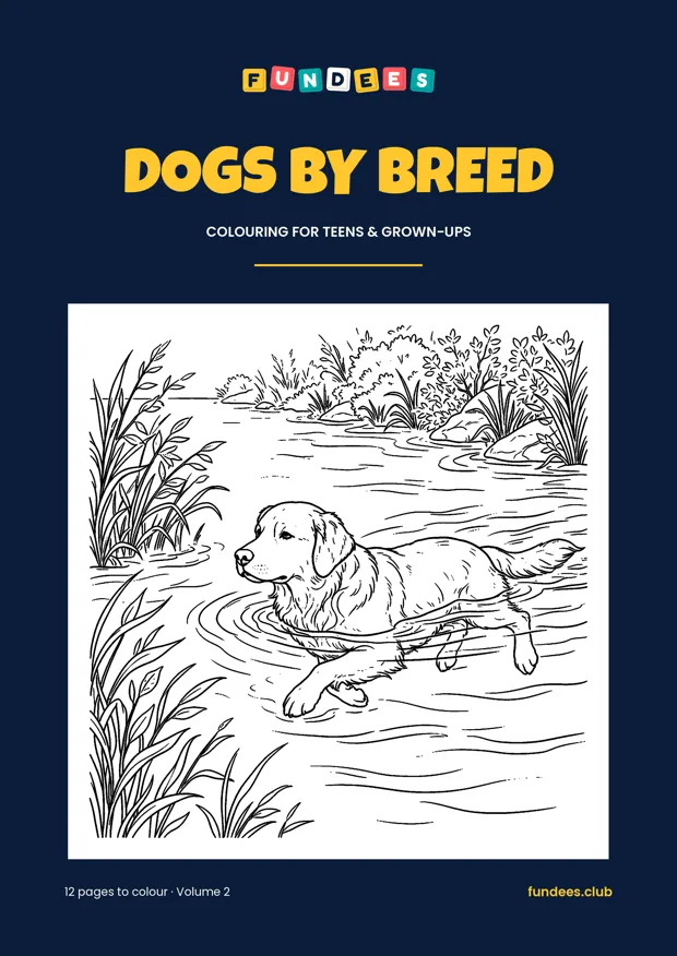 Dogs by Breed coloring book cover, Teens & grown-ups, volume 2