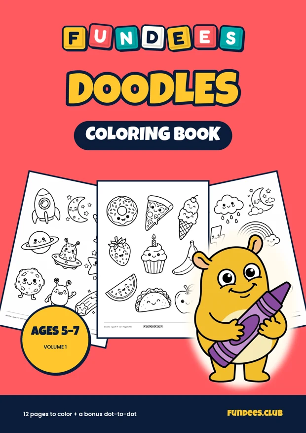 Doodles coloring book cover, Ages 5–7, volume 1