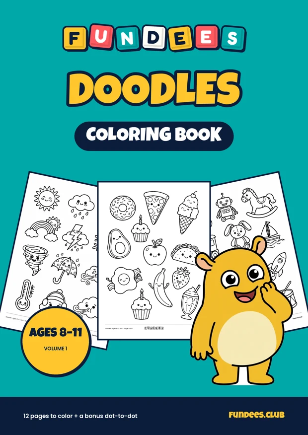 Doodles coloring book cover, Ages 8–11, volume 1