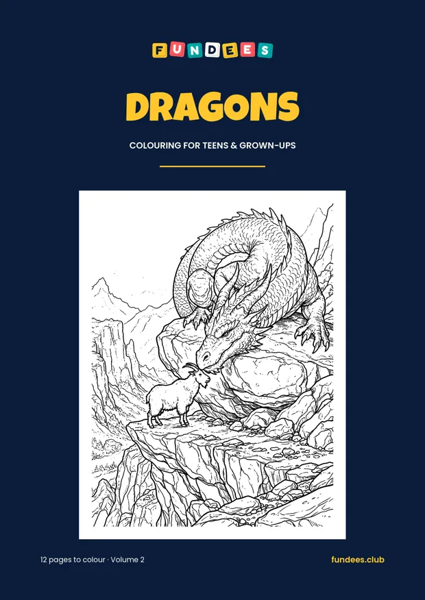 Dragons coloring book cover, Teens & grown-ups, volume 2