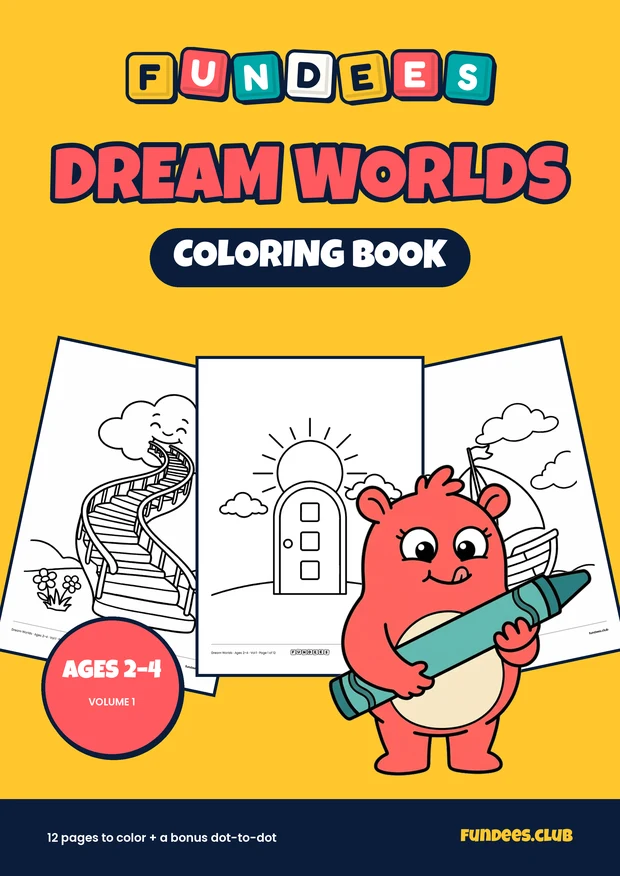 Dream Worlds coloring book cover, Ages 2–4, volume 1