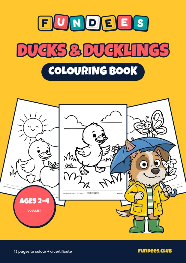 Ducks & Ducklings coloring book cover, Ages 2–4, volume 1