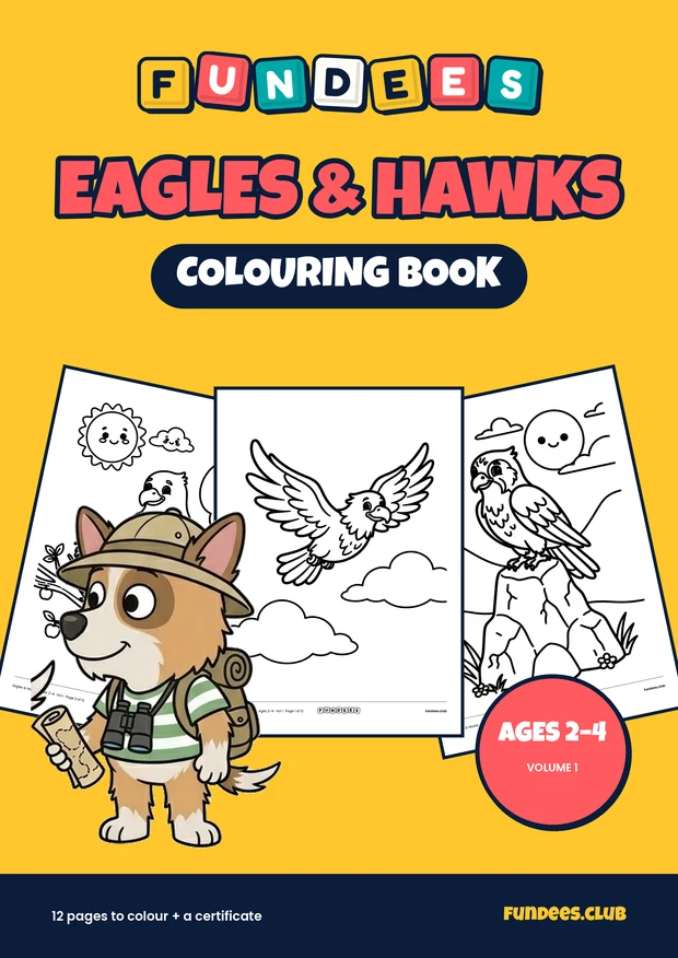 Eagles & Hawks coloring book cover, Ages 2–4, volume 1
