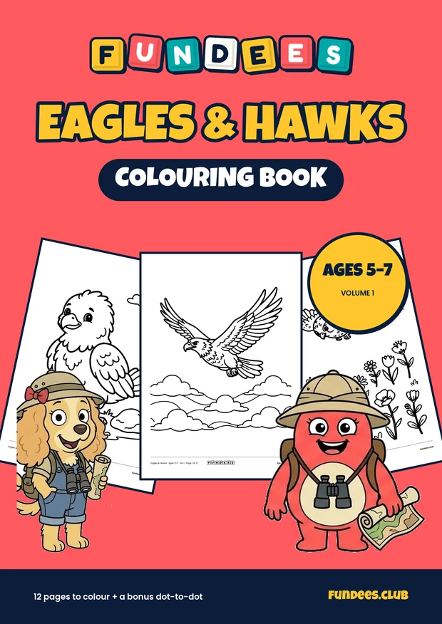 Eagles & Hawks coloring book cover, Ages 5–7, volume 1