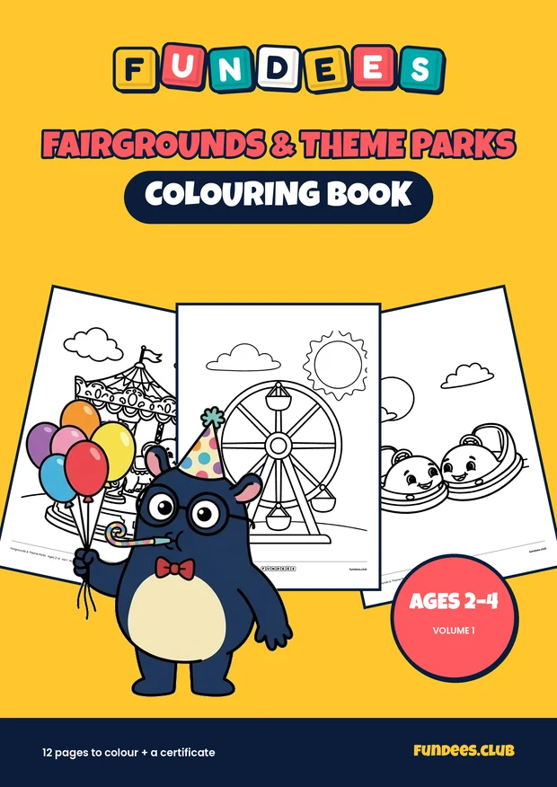 Fairgrounds & Theme Parks coloring book cover, Ages 2–4, volume 1