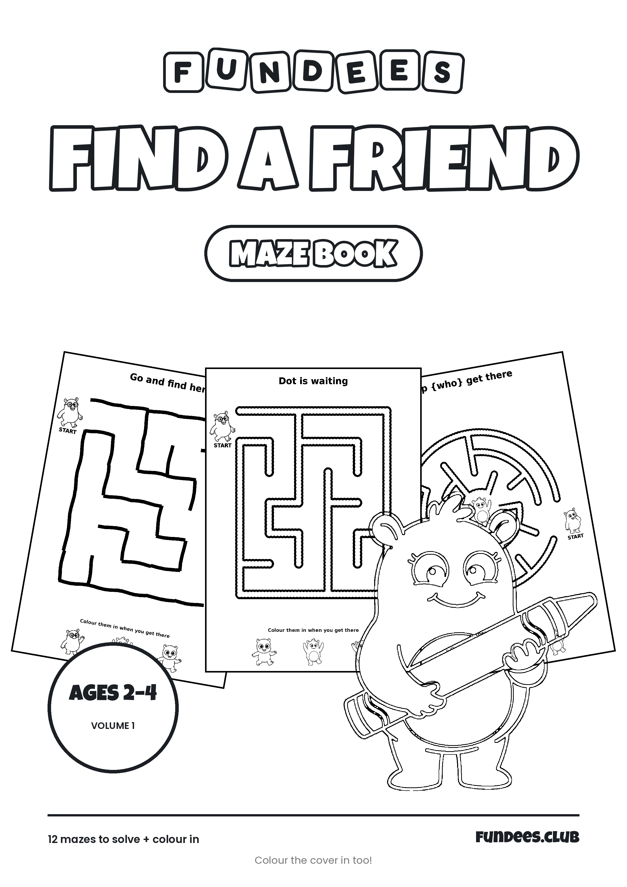 Find a Friend coloring book cover, Ages 2–4, volume 1