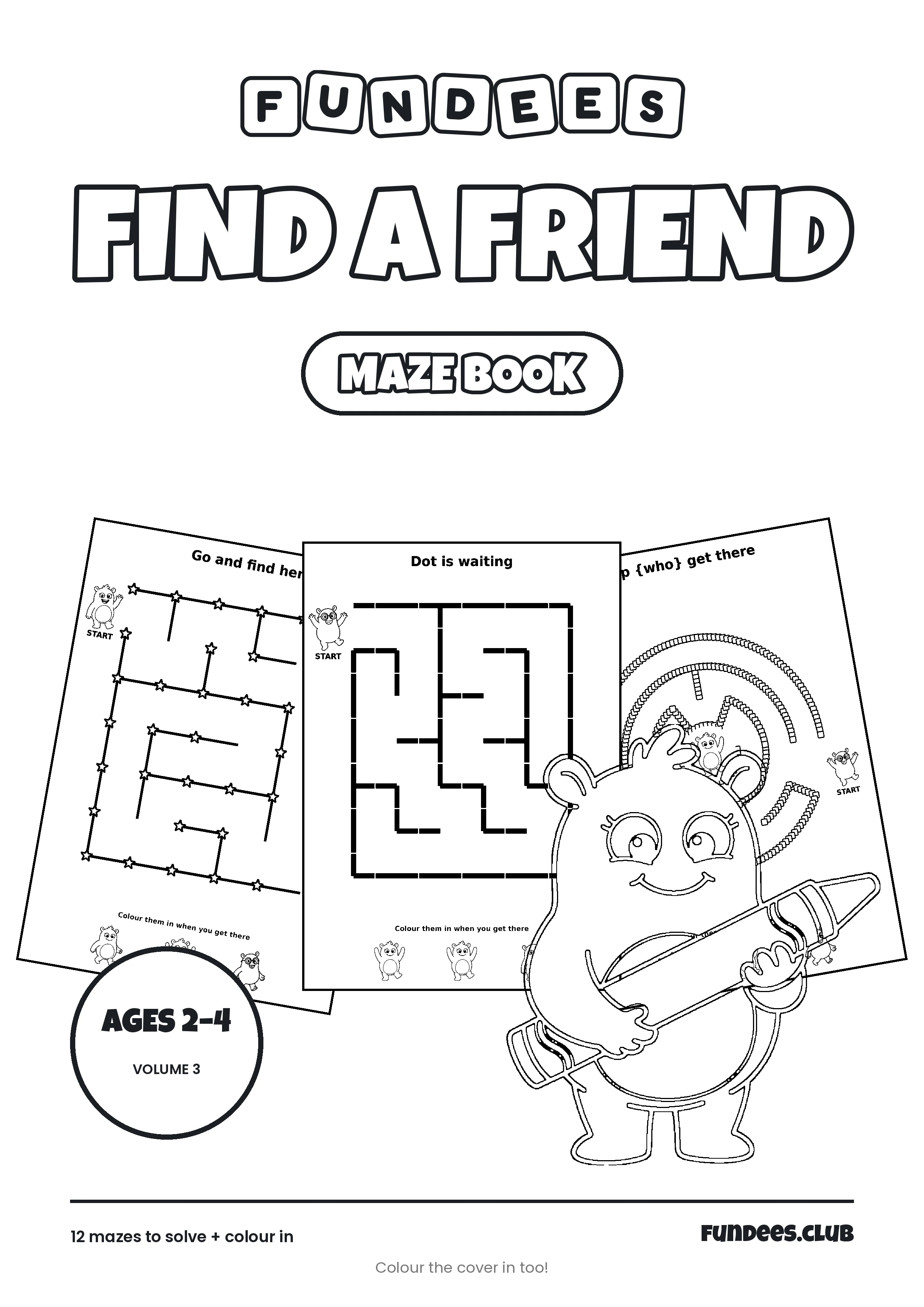 Find a Friend coloring book cover, Ages 2–4, volume 3