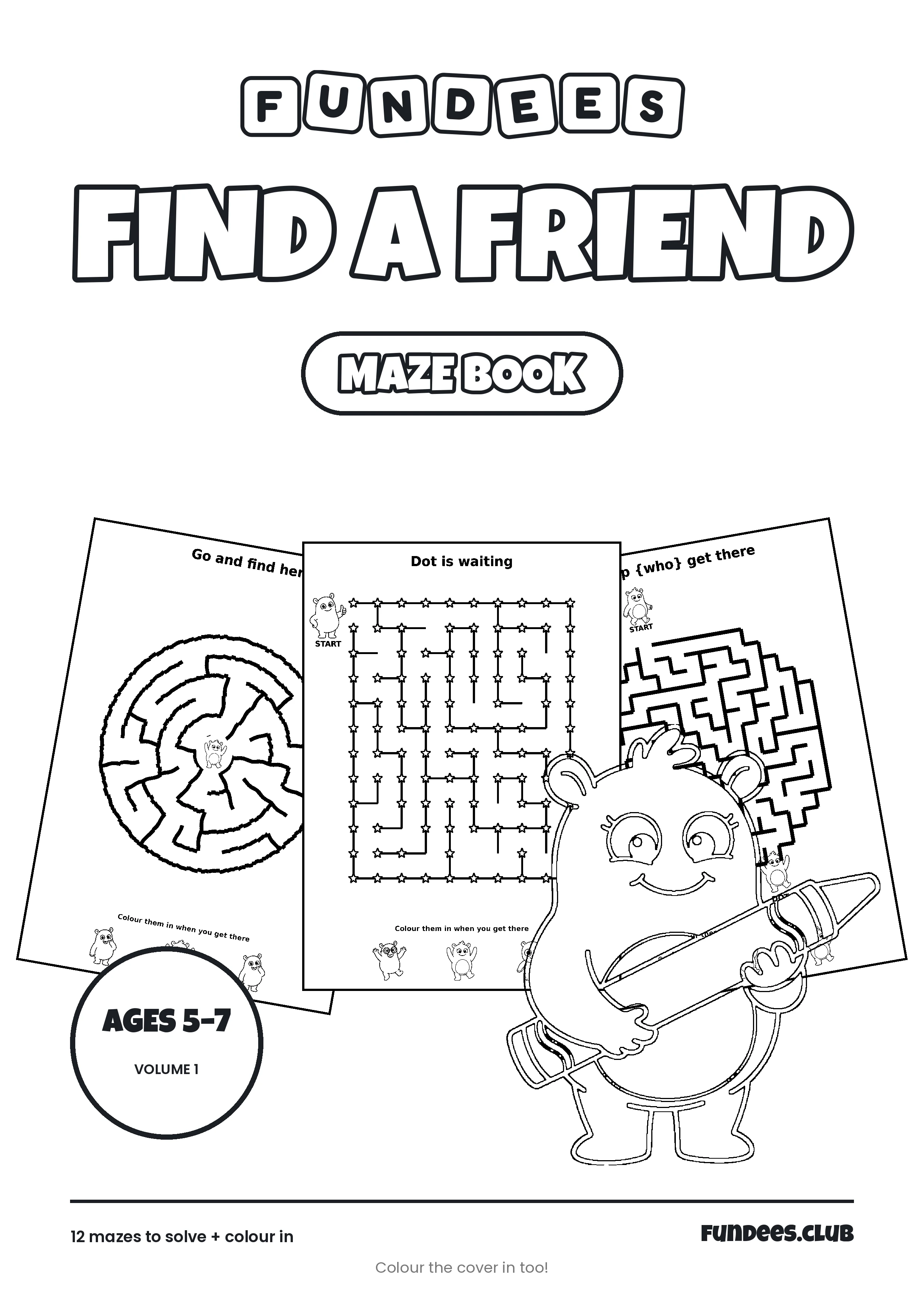 Find a Friend coloring book cover, Ages 5–7, volume 1