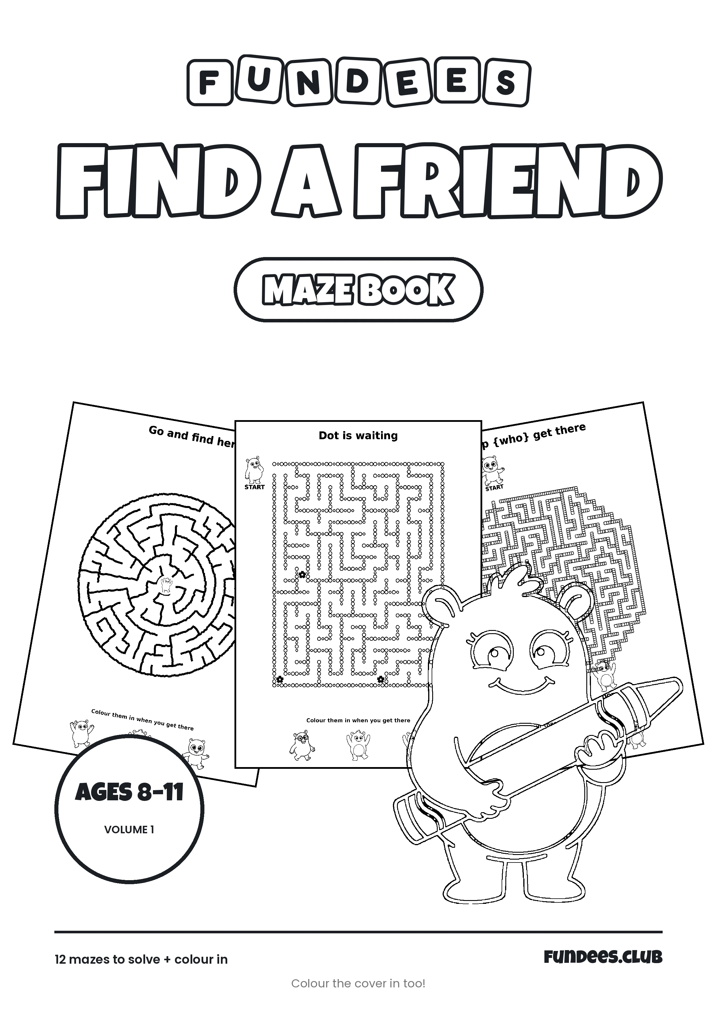 Find a Friend coloring book cover, Ages 8–11, volume 1