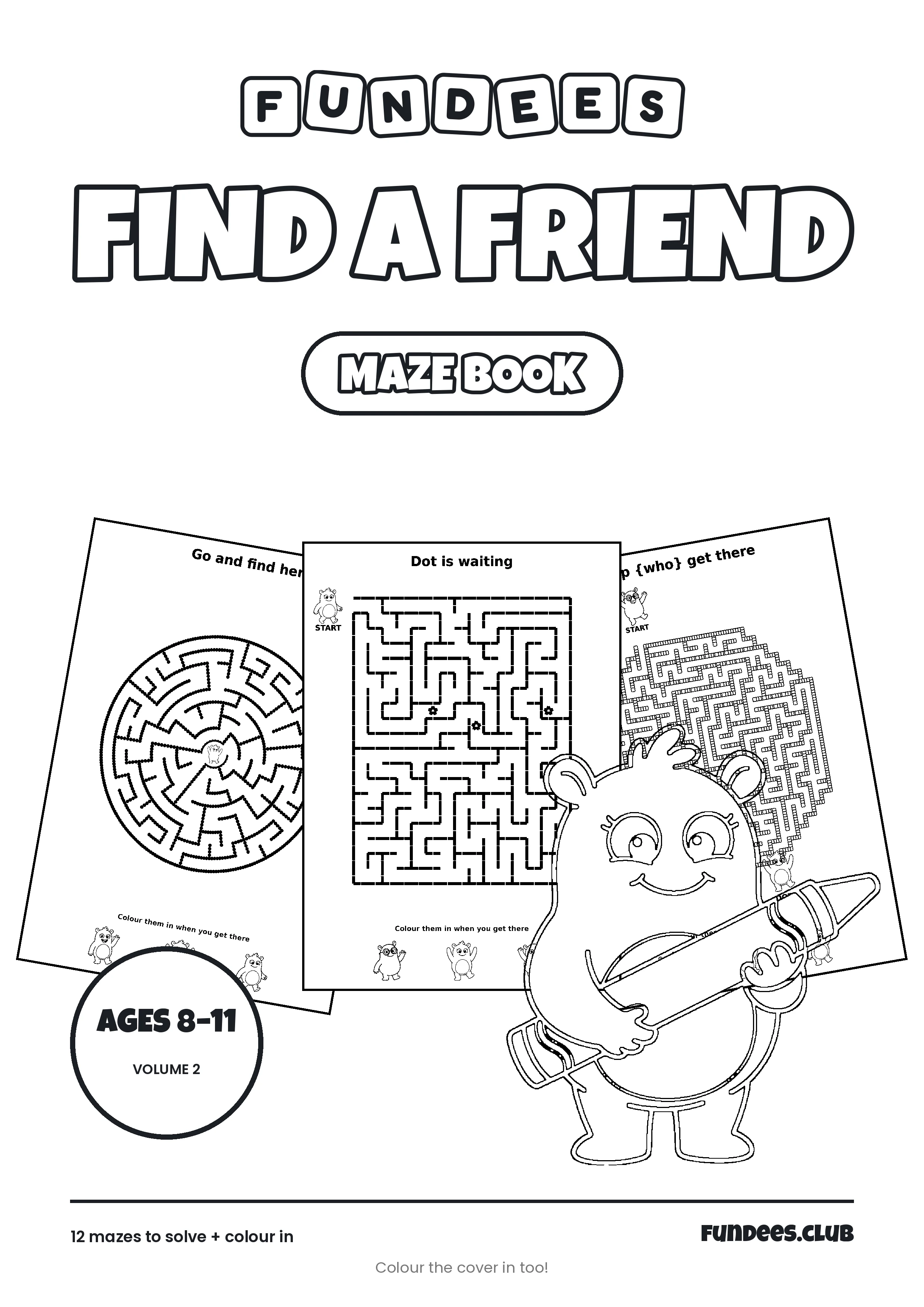Find a Friend coloring book cover, Ages 8–11, volume 2