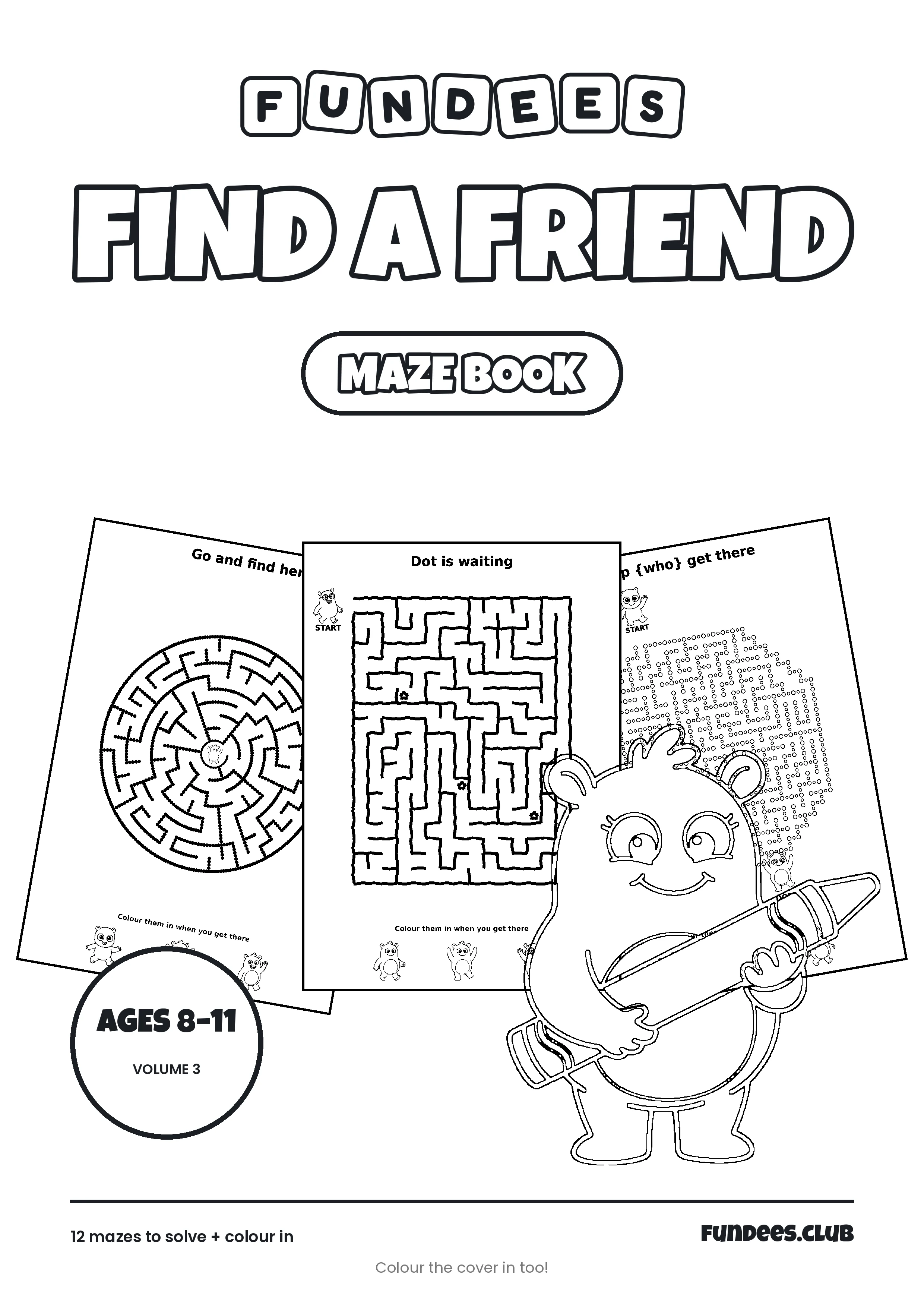 Find a Friend coloring book cover, Ages 8–11, volume 3