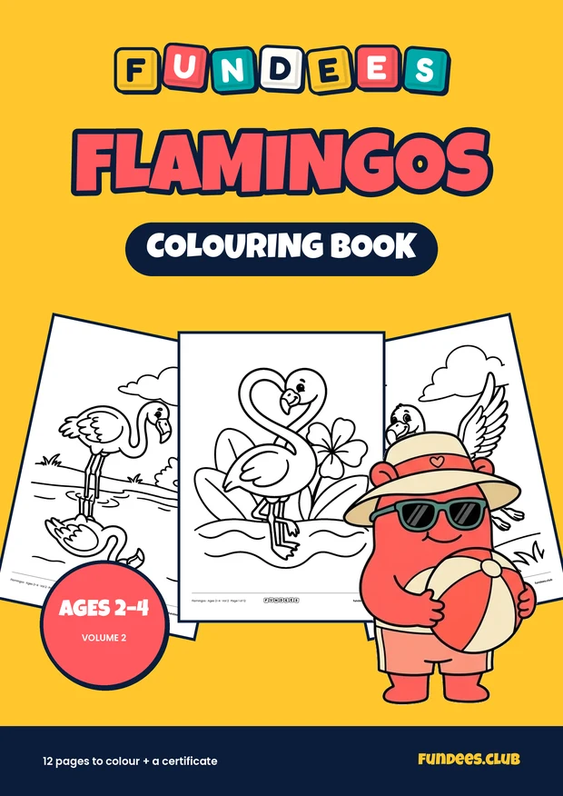 Flamingos coloring book cover, Ages 2–4, volume 2