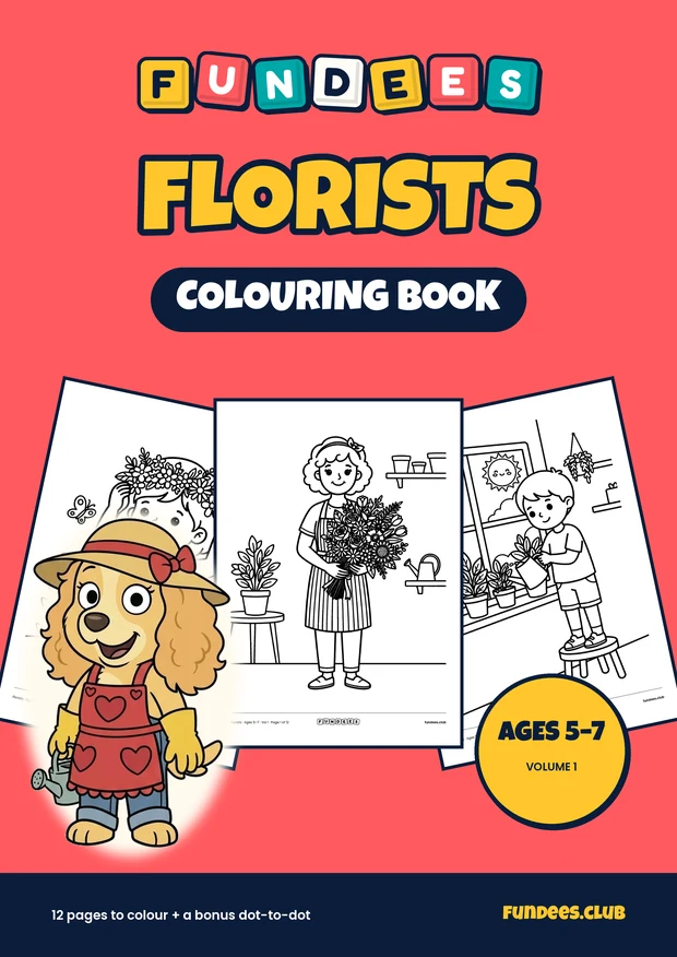 Florists coloring book cover, Ages 5–7, volume 1