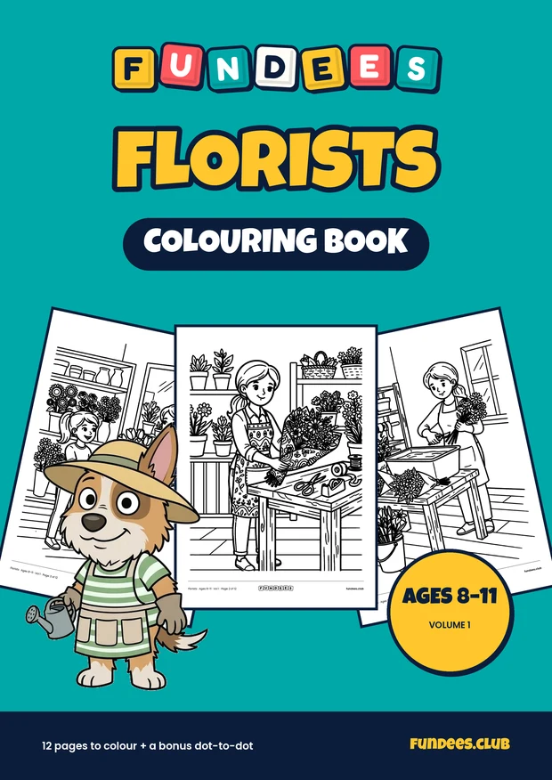 Florists coloring book cover, Ages 8–11, volume 1