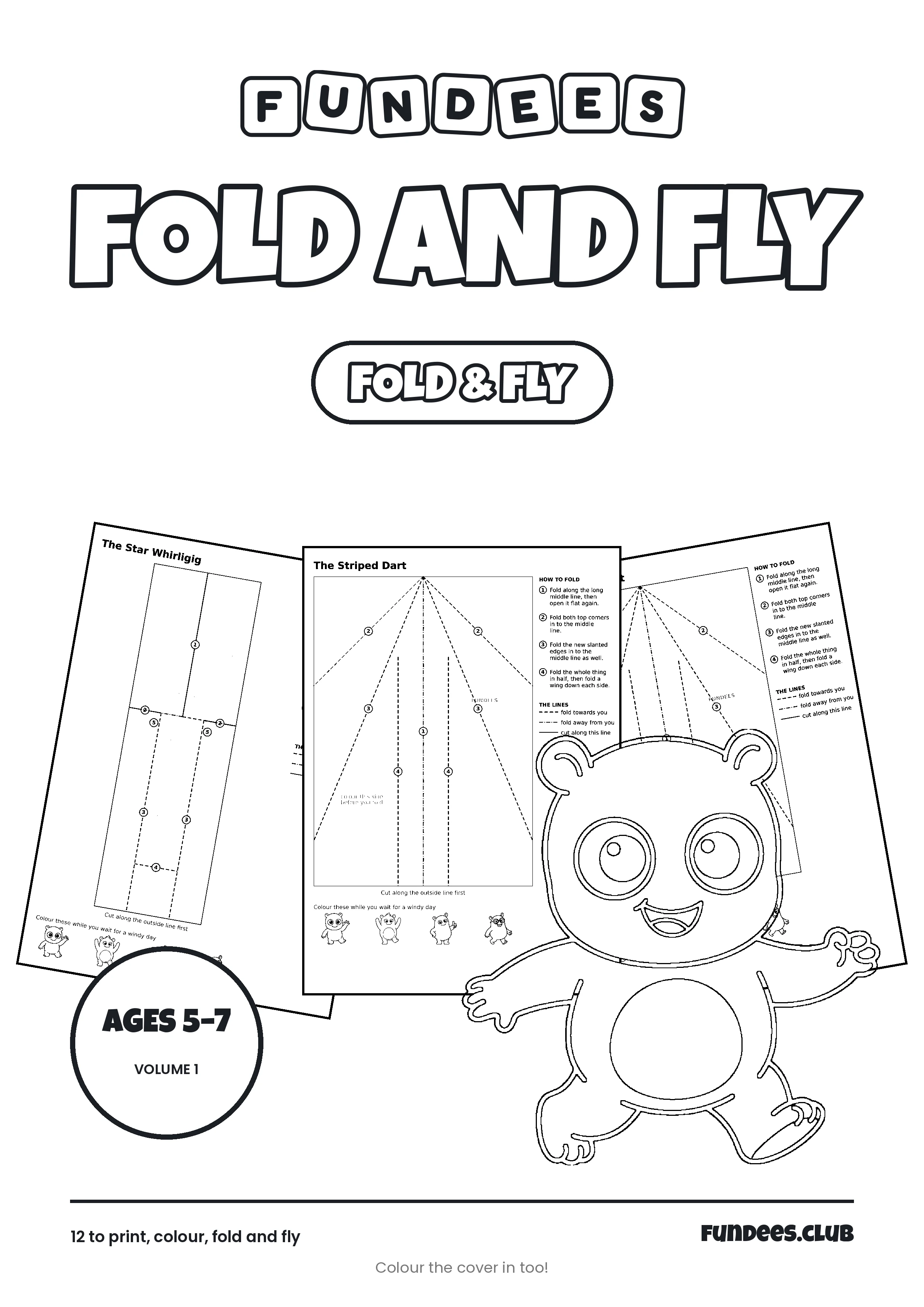 Fold and Fly coloring book cover, Ages 5–7, volume 1