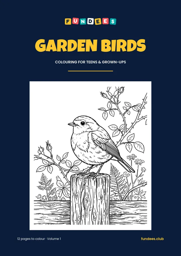 Garden Birds coloring book cover, Teens & grown-ups, volume 1