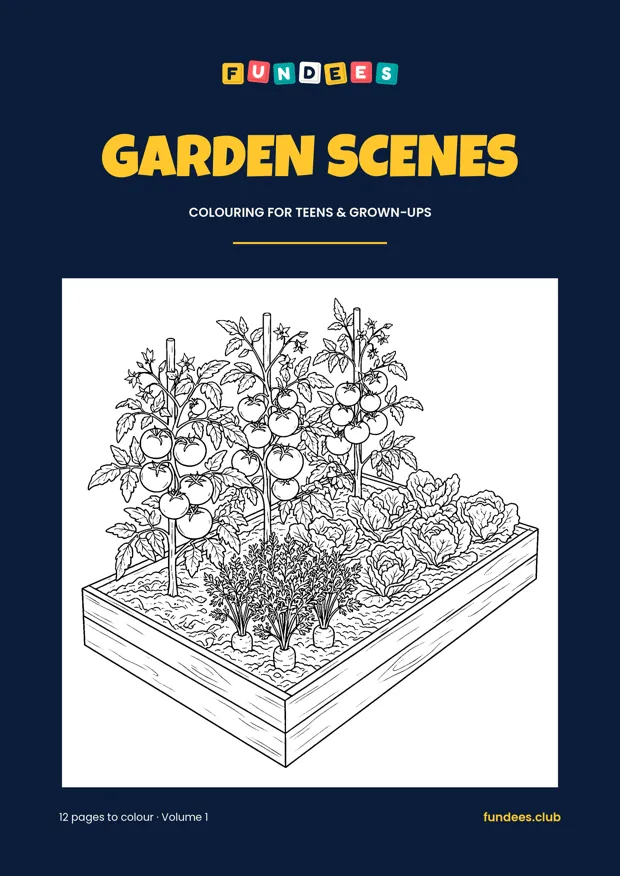 Garden Scenes coloring book cover, Teens & grown-ups, volume 1