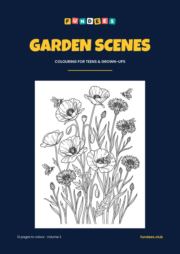 Garden Scenes coloring book cover, Teens & grown-ups, volume 2