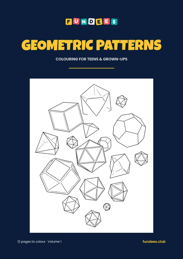 Geometric Patterns coloring book cover, Teens & grown-ups, volume 1