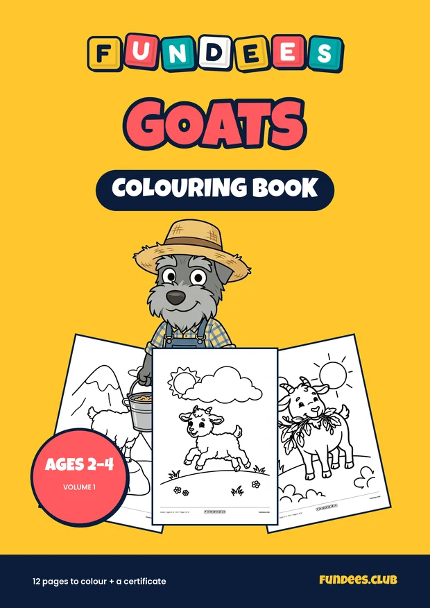 Goats coloring book cover, Ages 2–4, volume 1