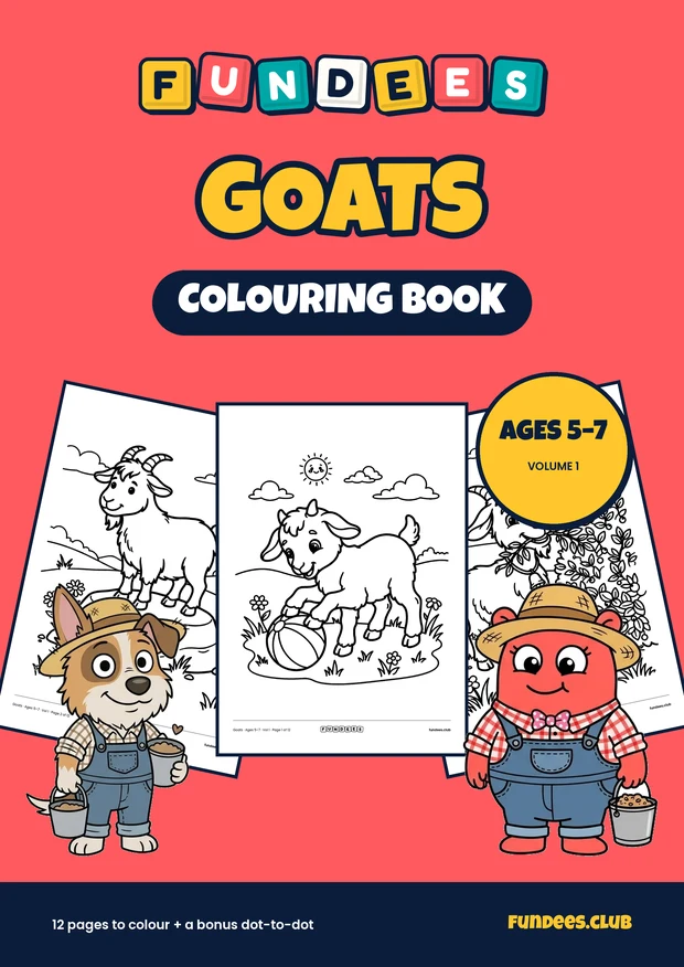 Goats coloring book cover, Ages 5–7, volume 1