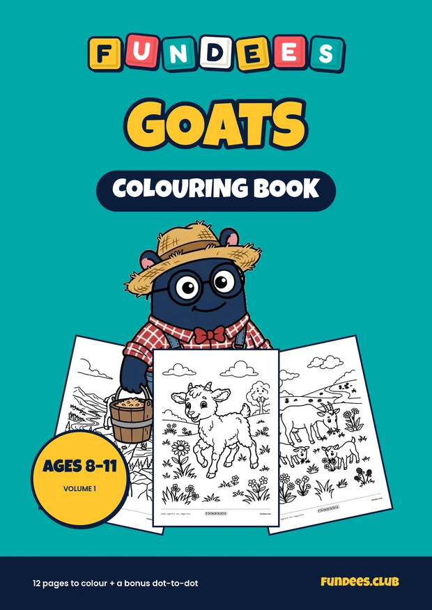 Goats coloring book cover, Ages 8–11, volume 1