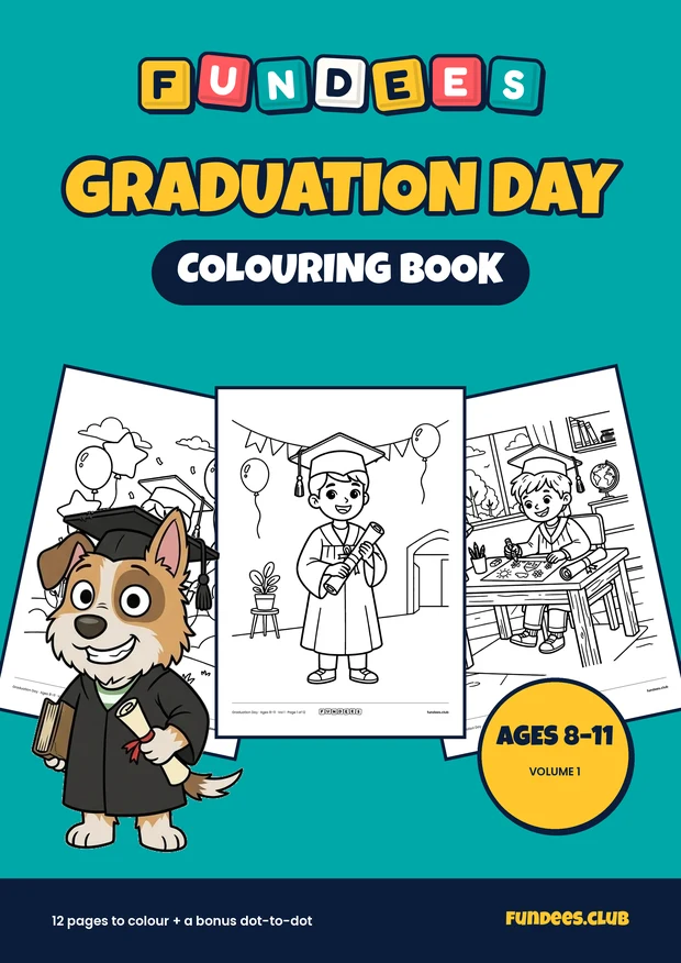 Graduation Day coloring book cover, Ages 8–11, volume 1